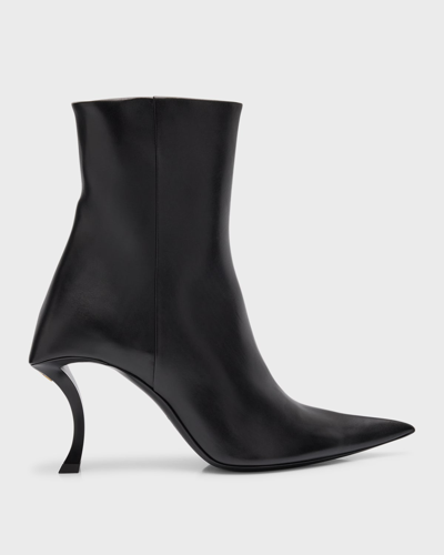 Shop Balenciaga Hourglass Leather Comma-heel Booties In 1000 Black