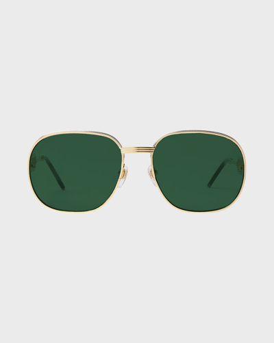 Shop Casablanca Logo Mixed-media Round Sunglasses In Gold/silver/green
