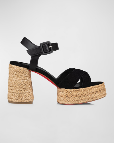 Shop Christian Louboutin Calakala Crisscross Red Sole Espadrille Sandals In Black