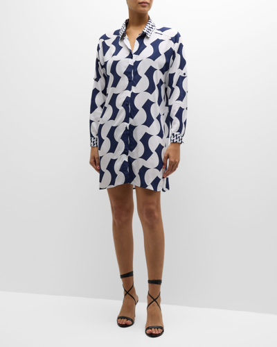 Shop Lise Charmel Geometric Printed Coverup Shirtdress In Nc/navy Croisiere