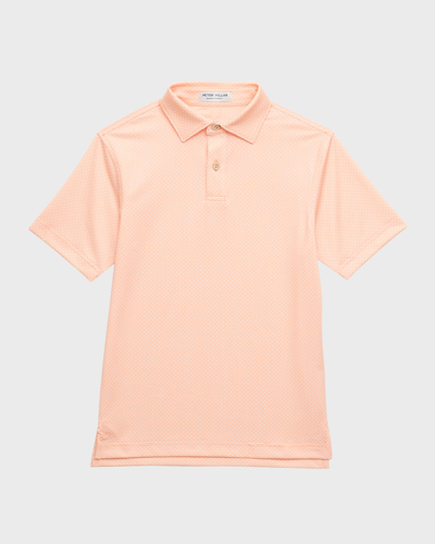 Shop Peter Millar Boy's Tesseract Performance Jersey Polo Shirt In Orange Nectar