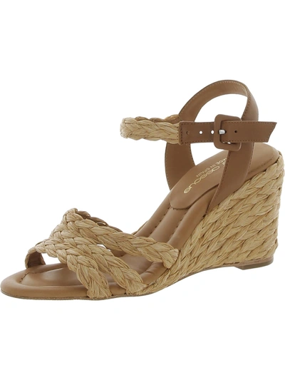 Shop Andre Assous Milena Womens Leather Slingback Wedge Sandals In Brown