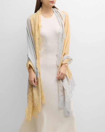 Shop Bindya Accessories Two-tone Lace Cashmere & Silk Evening Wrap In Sl Gd