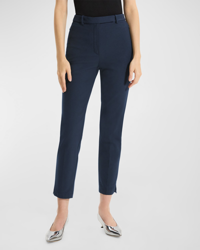 Shop Theory Bistretch High-waist Tapered Crop Pants In Nocturne Navy