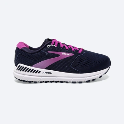 Shop Brooks Women's Ariel '20 Running Shoes - D/wide Width In Peacoat/vivid Viola/white In Purple
