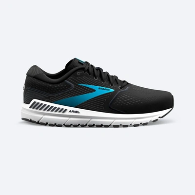 Shop Brooks Women's Ariel '20 Running Shoes - D/wide Width In Black/ebony/blue In Grey
