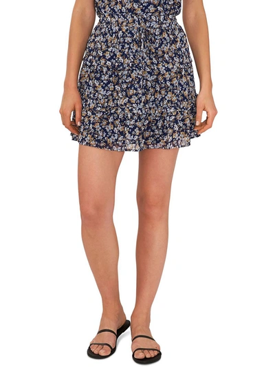 Shop Riley & Rae Womens Floral Short Mini Skirt In Blue