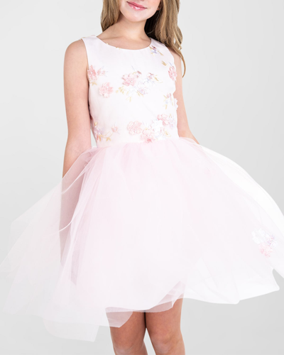 Shop Zoe Girl's Sade 3d Floral Dress In Pink