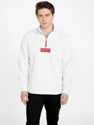 Shop Guess Factory Zain Half-zip Sweater In White