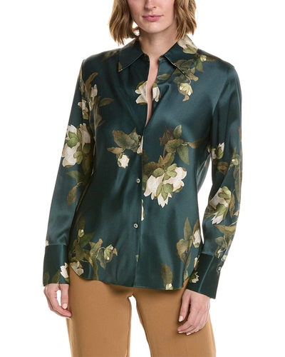 Shop Vince Camellia Silk Blouse In Blue