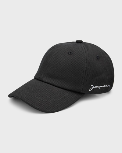 Shop Jacquemus La Casquette Logo Baseball Hat In Black