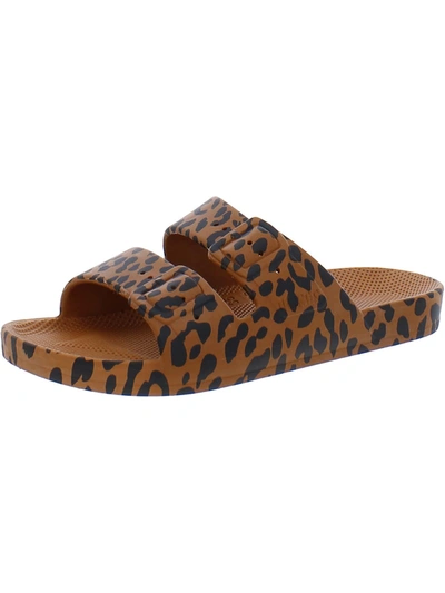 Shop Freedom Moses Leo Womens Leopard Slip On Slide Sandals In Brown
