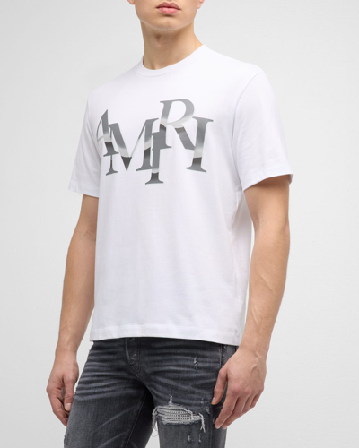 Shop Amiri Men's Staggered Letter Jersey T-shirt In White