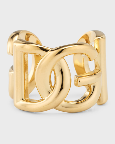 Shop Dolce & Gabbana Dg Cuff Ring In Gold