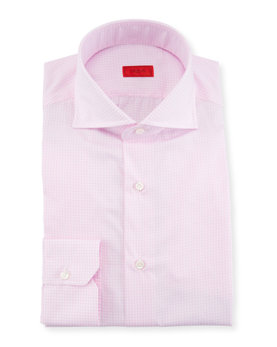 Shop Isaia Gingham Cotton Dress Shirt In White Pink