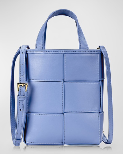 Shop Gigi New York Chloe Mini Woven Shopper Top-handle Bag In French Blue