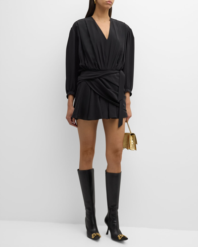 Shop Balenciaga V-neck Mini Dress In 1000 Black