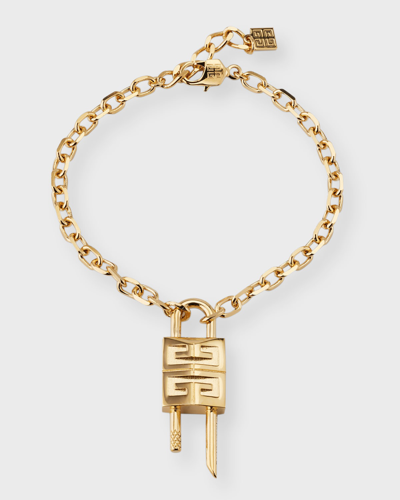 Shop Givenchy Mini Lock Chain Bracelet In Golden Yellow