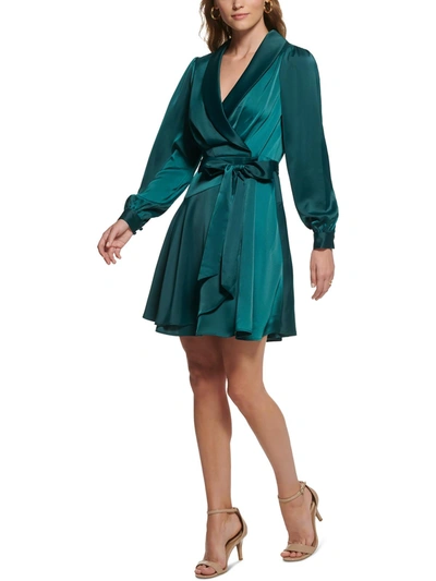 Shop Vince Camuto Womens Pleated Mini Cocktail And Party Dress In Green
