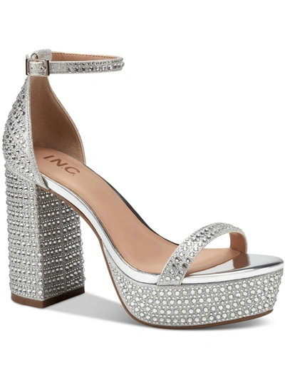 Shop Inc Shea Womens Ankle Strap Open Toe Heels In Silver