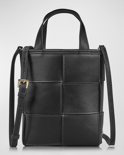 Shop Gigi New York Chloe Mini Woven Shopper Top-handle Bag In Black