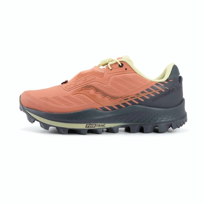 Shop Saucony Women's Peregrine 11 Running Shoes In Rust/charcoal In Pink