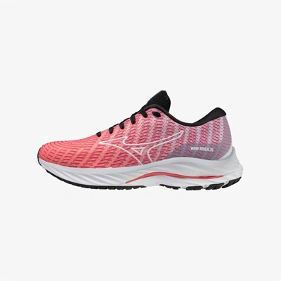 Shop Mizuno Women's Wave Rider 26 Running Shoes - B/medium Width In Dubarry/white In Pink
