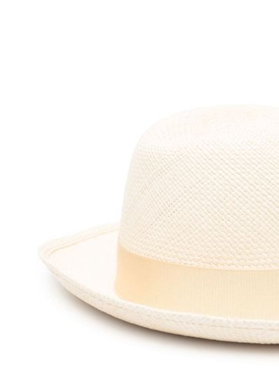 Shop Borsalino Federico Straw Panama Hat In Beige