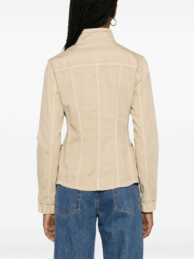 Shop Fay Cotton And Linen Blend Saharan Jacket In Beige