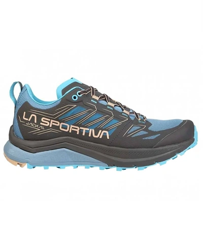 Shop La Sportiva Women's Jackal Trail Running Shoes - B/medium Width In Carbon/topaz In Grey