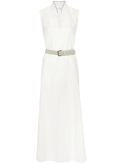 Shop Brunello Cucinelli Cotton Tunic Dress In White