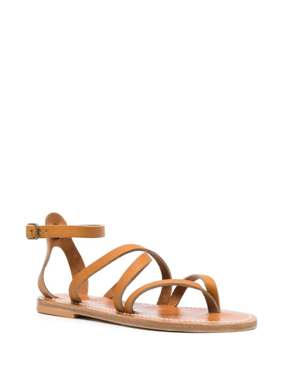 Shop Kjacques Epicure Leather Flat Sandals In Brown