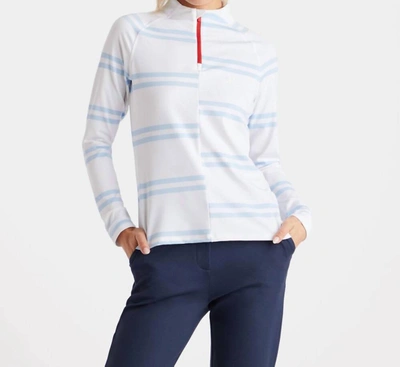 Shop G/fore Offset Stripe Tech Jersey Quarter Zip Pullover In Snow In White