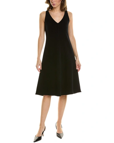 Shop Vince V-neck Wool-blend Slip Dress In Black