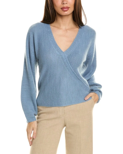 Shop Vince Cross Front Wool & Mohair-blend Sweater In Blue
