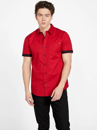 Shop Guess Factory Milos Color-block Shirt In Red