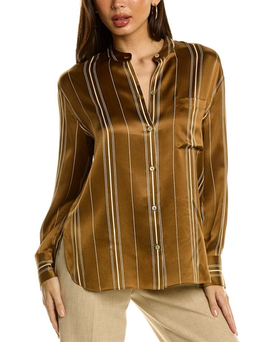 Shop Vince Silk Shirt In Brown