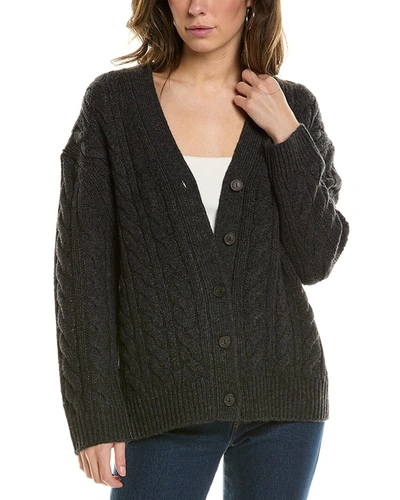 Shop Vince Twisted Cable Oversized Wool & Cashmere-blend Cardigan In Grey