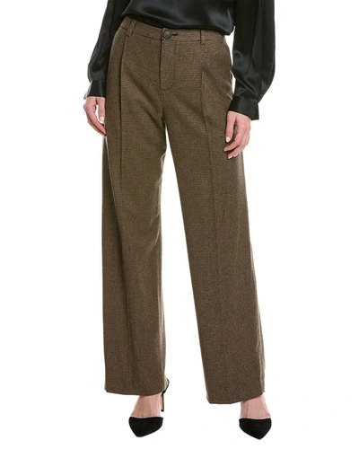 Shop Vince Houndstooth Pleat Front Wool-blend Pant In Black