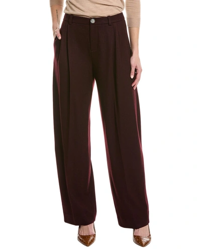 Shop Vince Pleat Front Wool-blend Pant In Red