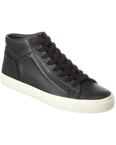 Shop Vince Fynn Leather Sneaker In Black