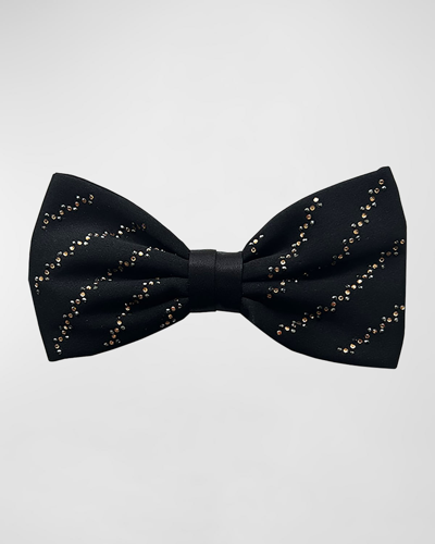 Shop Stefano Ricci Men's Silk Crystal-diagonal Bow Tie In Black