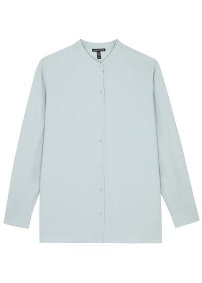 Shop Eileen Fisher Silk-georgette Shirt In Light Blue
