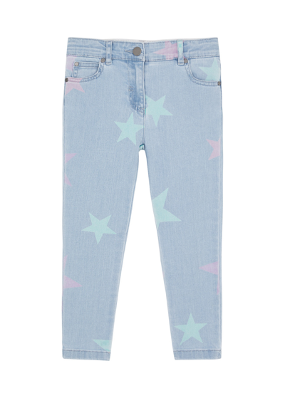 Shop Stella Mccartney Kids Star-print Stretch-denim Jeans In Blue