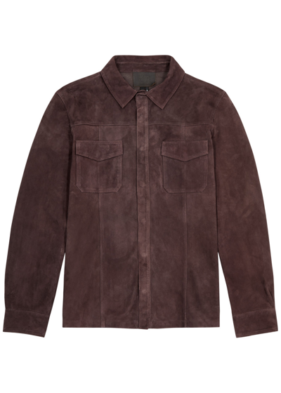 Shop Paige Baltimore Suede Overshirt In Brown