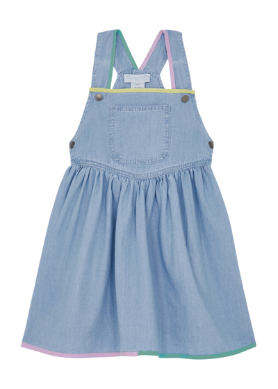Shop Stella Mccartney Kids Chambray Dungaree Dress In Blue