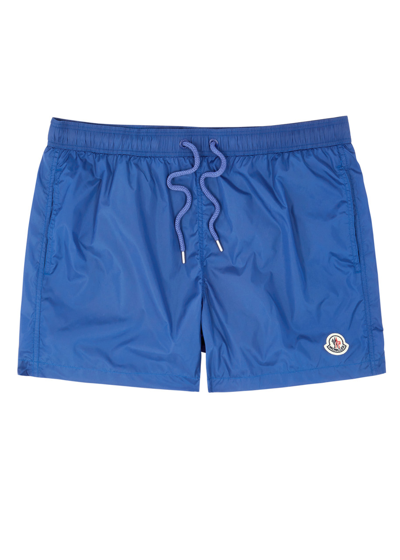 Shop Moncler Logo Shell Swim Shorts In Blue