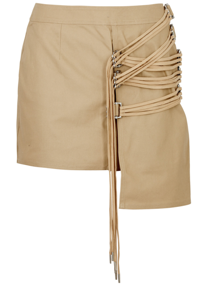 Shop Cannari Concept Lace-up Mini Skirt In Beige