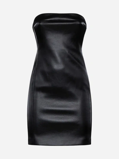 Shop Alice And Olivia Kelly Vegan Leather Mini Dress In Black