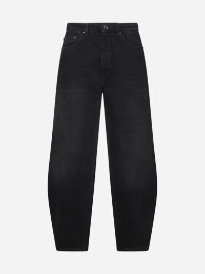 Shop Totême Barrel Leg Jeans In Faded Black